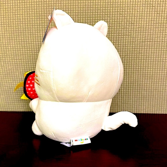 Mimicoco Luna Cat Weighted Plushie Soft Cozy White & Red Valentine’s Plushie NWT - Picture 4 of 5